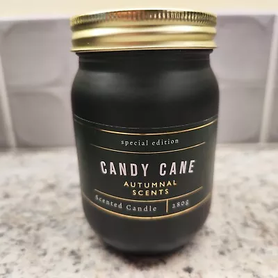 Candy Cane Candle Peppermint Autumnal Scents Green Glass Jar Landon Tyler • £12.99