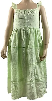 Marks And Spencer’s Girls Beautiful Summer Dress With Cross Back Age 6-7 Lime • £3