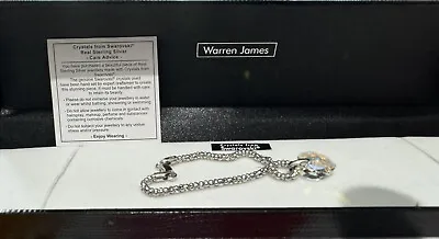 Warren James 925 Silver Bracelet With A  Swarovski Crystal Heart Boxed • £29.99