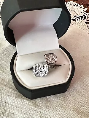 Roberto Coin RC Initial L Diamond Bypass Ring 18K White Gold • $1395