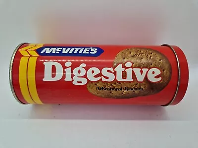 Vintage McVitie’s Digestive Biscuit Tin Red Metal Cylinder Advertising Promotion • £28