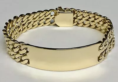 14K Solid Yellow Gold Handmade 16mm ID Curb Link Bracelet 8  Approx 66.75g • $5718.43