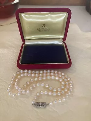 Vintage Mikimoto Akoya Pearl 23.5  Necklace Silver Clasp • $1239