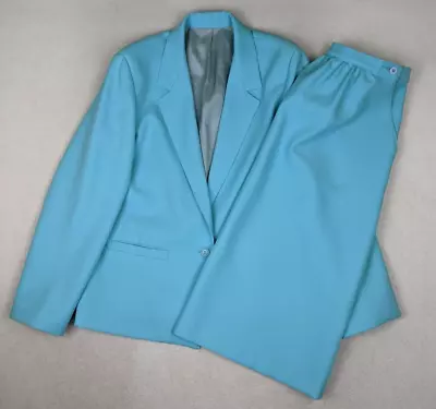 VINTAGE 70s WOMEN'S LIGHT BLUE SKIRT SUIT MOTION JACKET JCPENNEY - SIZE 12/14 • $27.99