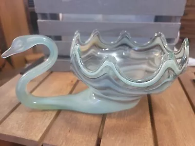 MCM Vintage Hand Blown Sooner Style Art Glass Swan EUC • $184.99