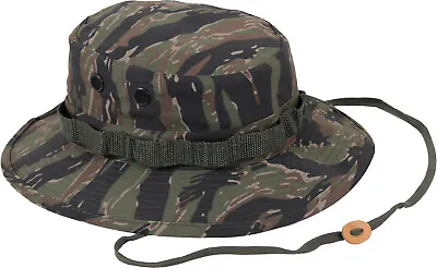 Tiger Stripe Camouflage Tactical Wide Brim Boonie Hat Bucket Cap • $16.99