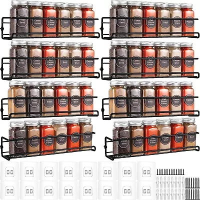 8 Pack Spice Rack Wall Mount Hanging Spice Shelf Organizer For Cabinet Storage • $27.98