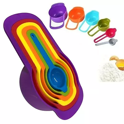 6PC Nested Measuring Cup Spoons Set Colourful Baking Cooking Kitchen Tool Cups • £5.49