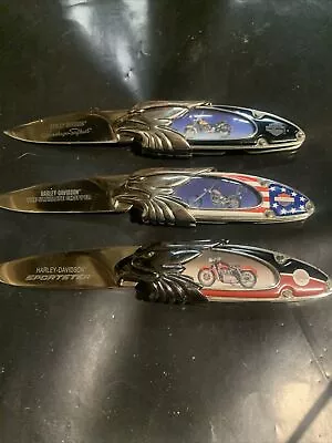 Harley Davidson Collectors Knives Lot Of 3 Vntg Franklin Mint Easyrider • $29.99