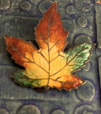 Vintage Maple Leaf Enamel Sterling Pin Brooch • $12.74