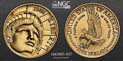 1986-W Statue Of Liberty Gold $5 NGC MS70 • $799