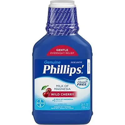 Phillips Milk Of Magnesia Liquid Laxative Wild Cherry 26 Oz Cramp Free & Gen • $14.51