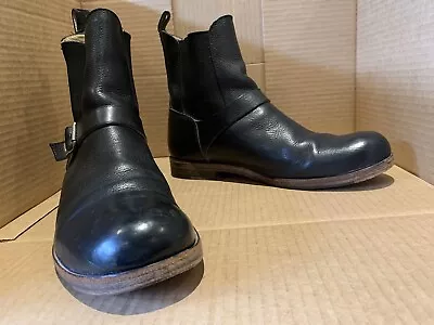 Rare FRYE Mens Sz 10.5D Black Low Heel Hybrid Engineer Strap Chelsea Boots EUC • $94