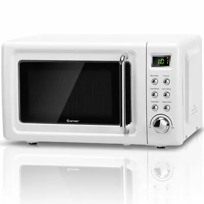 Retro 0.7Cu.ft Countertop Microwave Oven 700W LED Lighting Glass Turntable White • $109.99