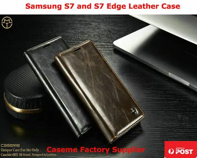 Samsung Galaxy S7 Edge Genuine Caseme Quality Leather Wallet Cover Case • $17.95