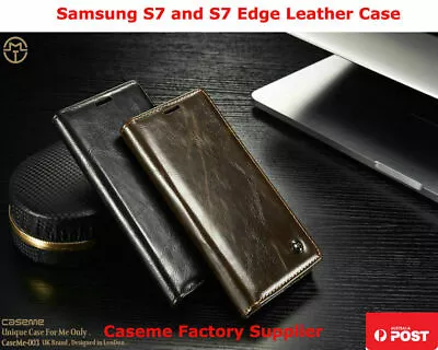 Samsung Galaxy S7 Genuine Caseme Quality Leather Wallet Cover Case • $17.95