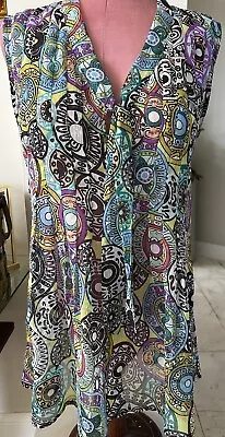 V Cristina Sleeveless Size Small Multi Color Top Pleated V Neck Tie • $5