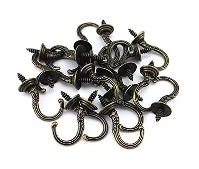 Yueton 20pcs Vintage Carving Screw-In Wall Ceiling Hooks Cup Hooks Hanger • $15.83