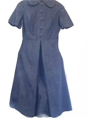 Vintage Horrockses Fashion Dress Workwear HRH Queen Dressmaker Size 10 Blue Zip • £65.64