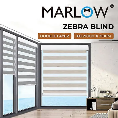 Marlow Blackout Zebra Roller Blind Sheer Curtains Double Window Sunshade Modern • $39.99