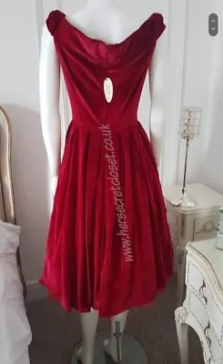 Lindy Bop Christie Red Velvet Dress BNWT New Party Classic Vintage 50s Swing • £23.99