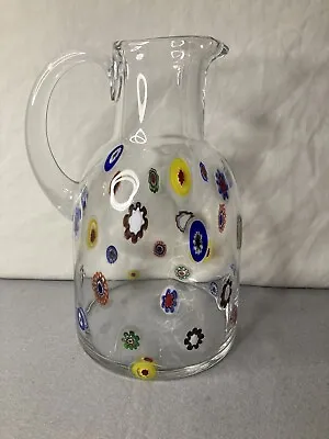 Murano Italy Leonardo Millefiori Art Glass Pitcher ~ Vintage Italian 10 Cup • $74.95