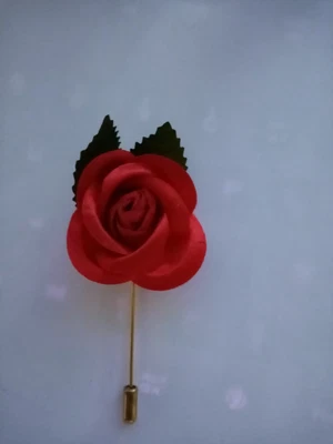 £4 • Buy Fabric Red Rose Lapel, Hat Pin