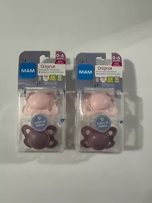 MAM Baby Pacifiers 0-6 Months 2Pk BPA/BPS Silicone Nipple Matte Finish Lot Of 2 • $14.50