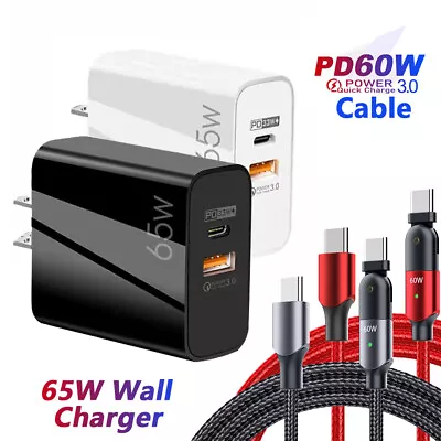 65w Type USB-C Super Fast Wall Charger+3FT Cable For Samsung Galaxy S23+Ultra 5G • $4.99