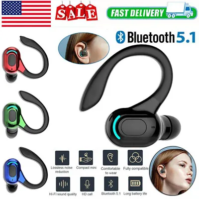 New Bluetooth 5.1 Headset Wireless Earbuds Earphones Stereo Headphones Ear Hook • $6.85