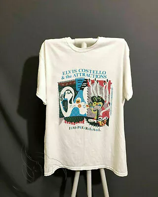 Vintage ELVIS COSTELLO Tour Concert 1982 Cotton White Men M-3XL T-shirt  EE094 • $18.04