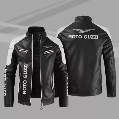 Moto Guzzi Motorcycles Racing Motor Bike Riding Faux Leather Jacket • $80