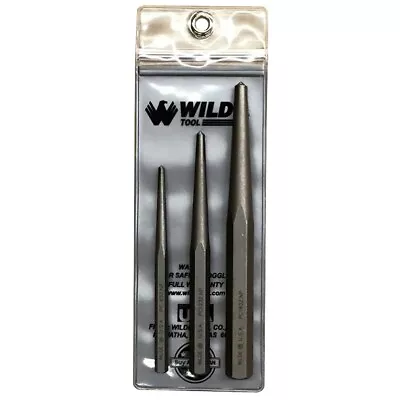 Wilde Tool 3 Pc Center Pin Punch Set 1/4 3/8 And 1/2-Inch MADE IN USA PC3 • $16.77