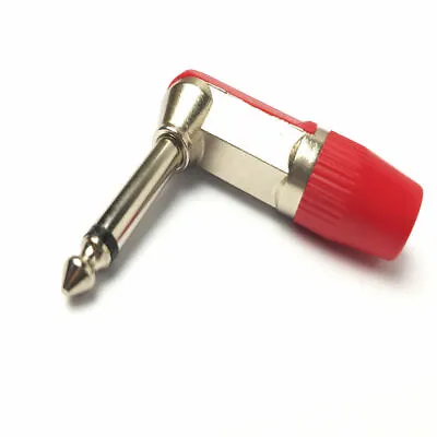 £2.99 • Buy 6.35mm 1/4 Inch Mono Solder End Heavy Duty Right Angle Plug Metal Body - Red