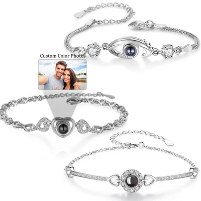 £19.19 • Buy Personalize Women Projection Bracelet Photo Heart Charm Christmas Gift For Her
