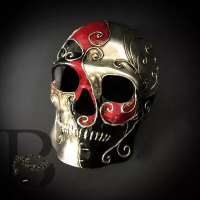 Venetian Skull Masquerade Masks In Silver Red Black • $30