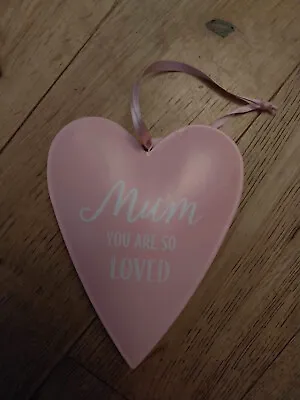 Gift Hanging Decoration Pink Heart ‘Mum’ New - Sign - Plaque • £1.50