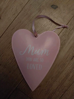 Gift Hanging Decoration Pink Heart ‘Mum’ New - Sign - Plaque • £1.50