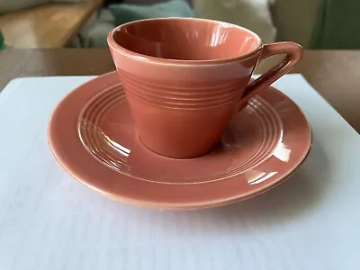 Vintage Homer Laughlin Harlequin DEMITASSE Cup & Saucer Rose (Mauve Pink) Fiesta • $19.99