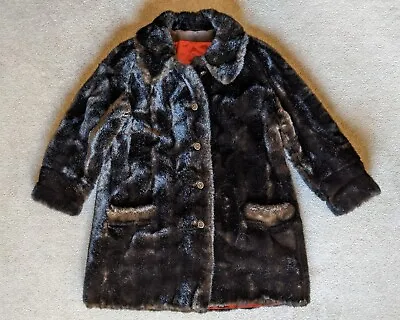 Vtg Tissavel Faux Fur Coat Dark Brown Carson Pirie Scott  L / XL USA Union Made • $40