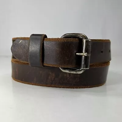 Vintage Brown Oil Tanned Leather Work Belt - Men's Size 34 • $15.20