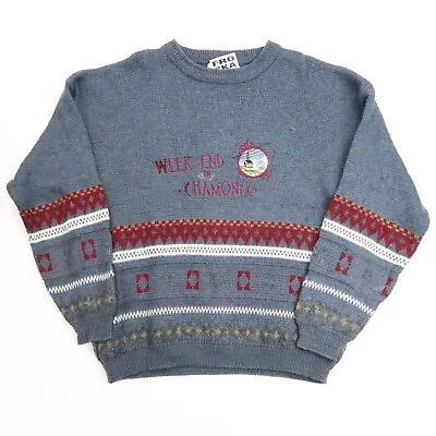 Vintage Knit Jumper Abstract Pattern Cosby Sweater Retro SZ L (M5403) • £20.95