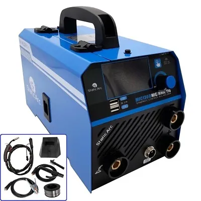 MIG 130A INVERTER GASLESS WELDER 3in1 DIGITAL SYNERGIC MMA TIG LIFT NO GAS FLUX • £109.99