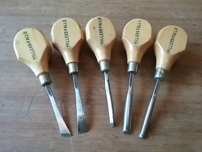 Vintage Miller Falls No.107 - 5 Piece Wood Chisel Wood Carving  Set- No Box • $37.50