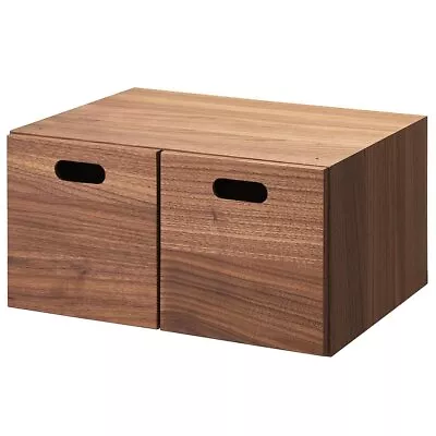 MUJI STACKABLE WOOD CHEST 2 SQUARE DRAWERS WALNUT 14 X 7 X 11 In FedEx • $165