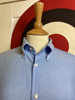 £24.99 • Buy Gant Rugger Light Blue  Button Collar Selvage Madras Shirt Size Small Mod Ivy