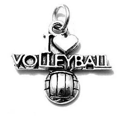 925 Sterling Silver I Love Volleyball Charm • $16.79