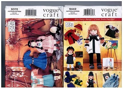 VOGUE 9372 & 9442 PATTERNS Doll Clothes Coats Native American 18  American Girl  • $48.50