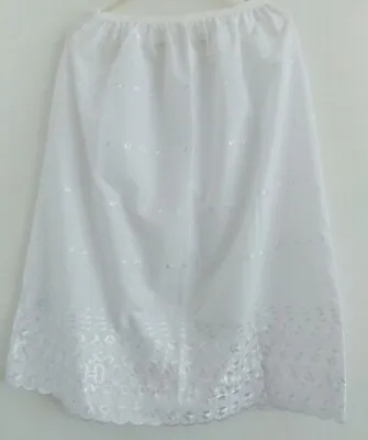 £3.99 • Buy MX Branded Embroidered COTTON Underskirt Waist/Half Slip WHITE 27  LENGTH 8 - 10
