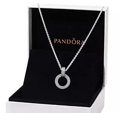 Authentic PANDORA Necklace Sterling Silver Double Circle Necklace 399487C01-45 • $41.99